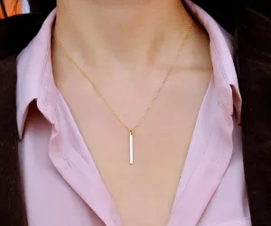 Short Skinny Vertical Bar Necklace, 1" Bar