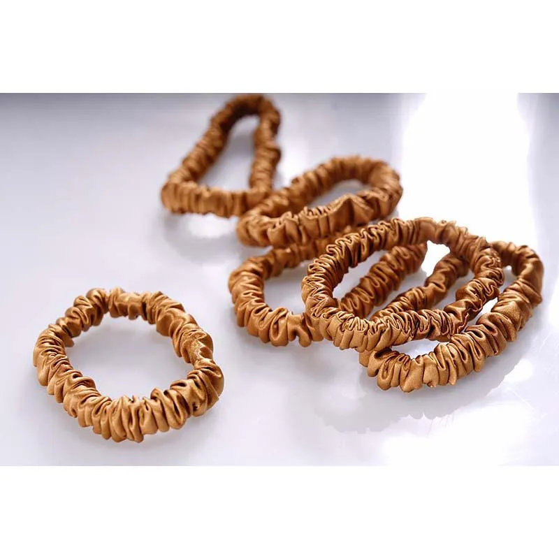 Silk small scrunchies - Bronze - 6 pack - dropshipping