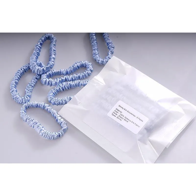 Silk small scrunchies - Powder Blue - 6 Pack - dropshipping