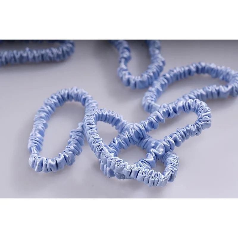 Silk small scrunchies - Powder Blue - 6 Pack - dropshipping