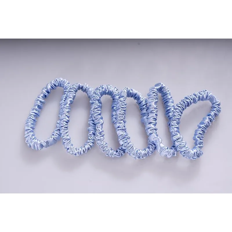 Silk small scrunchies - Powder Blue - 6 Pack - dropshipping