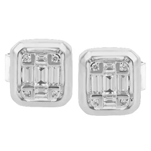 Simon G. Mosaic Baguette & Round Cut Diamond Stud Earrings