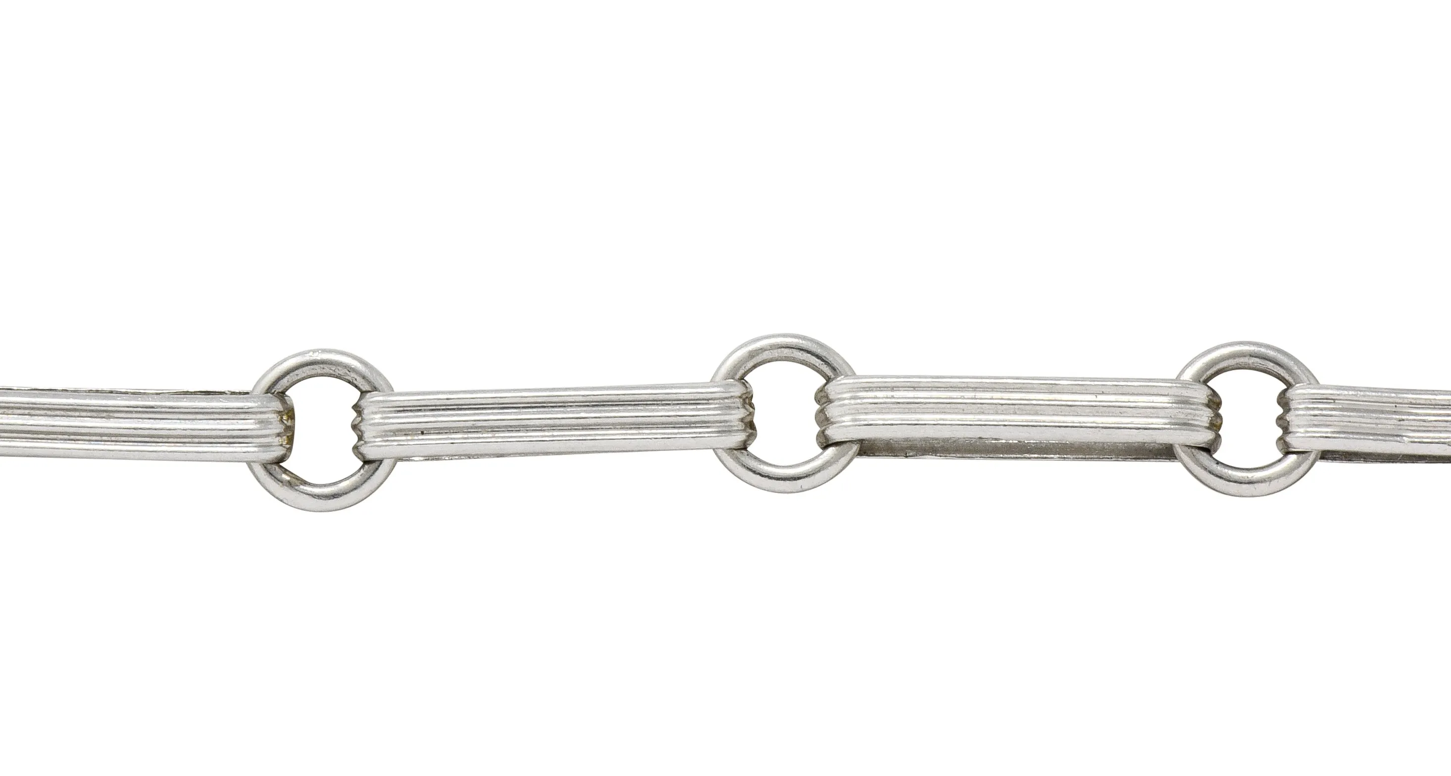 Sleek Art Deco Platinum Bar Link Charm Bracelet