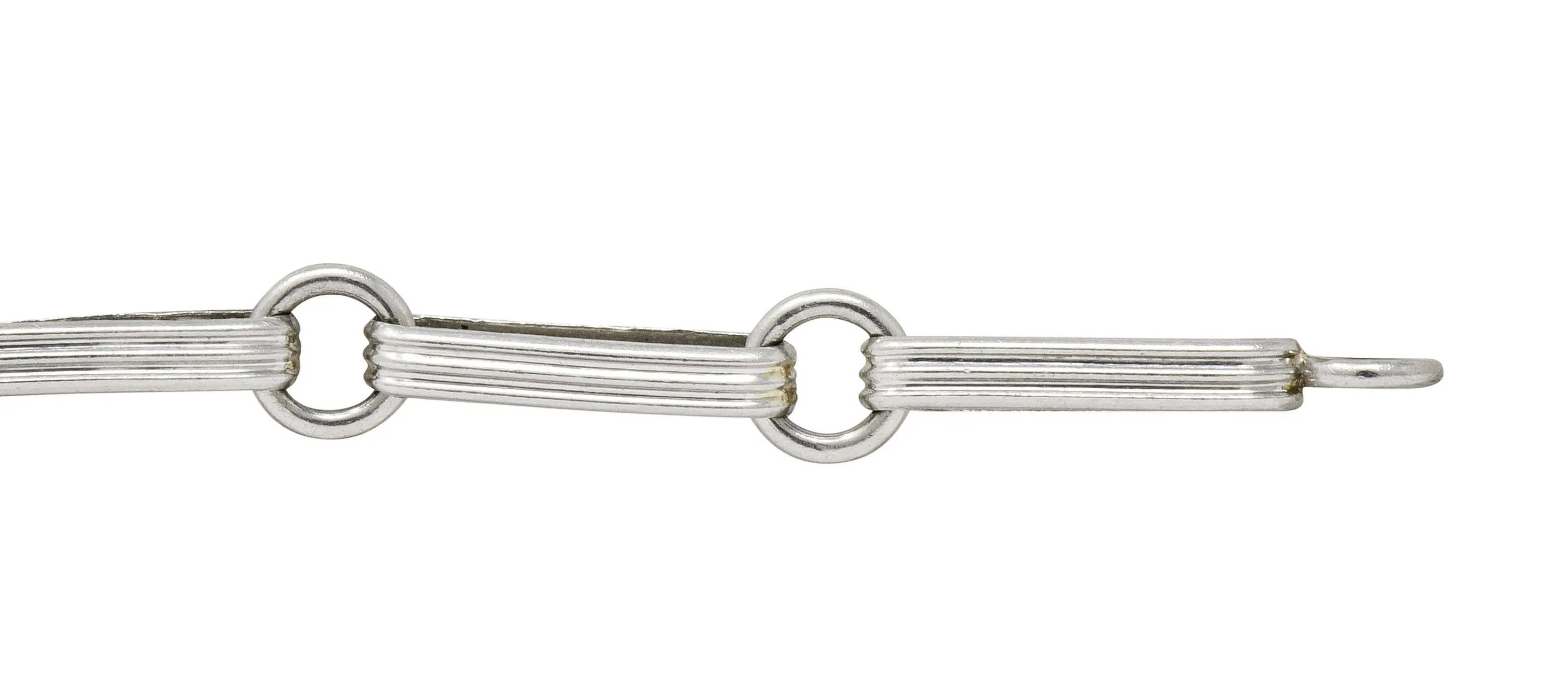 Sleek Art Deco Platinum Bar Link Charm Bracelet