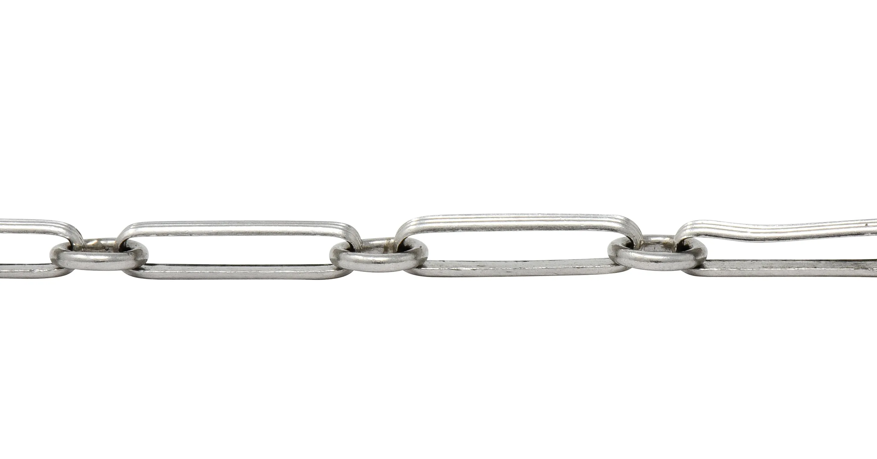 Sleek Art Deco Platinum Bar Link Charm Bracelet