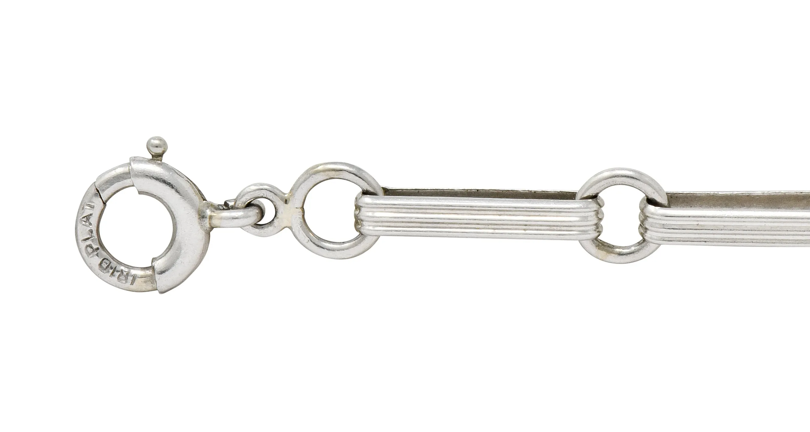 Sleek Art Deco Platinum Bar Link Charm Bracelet