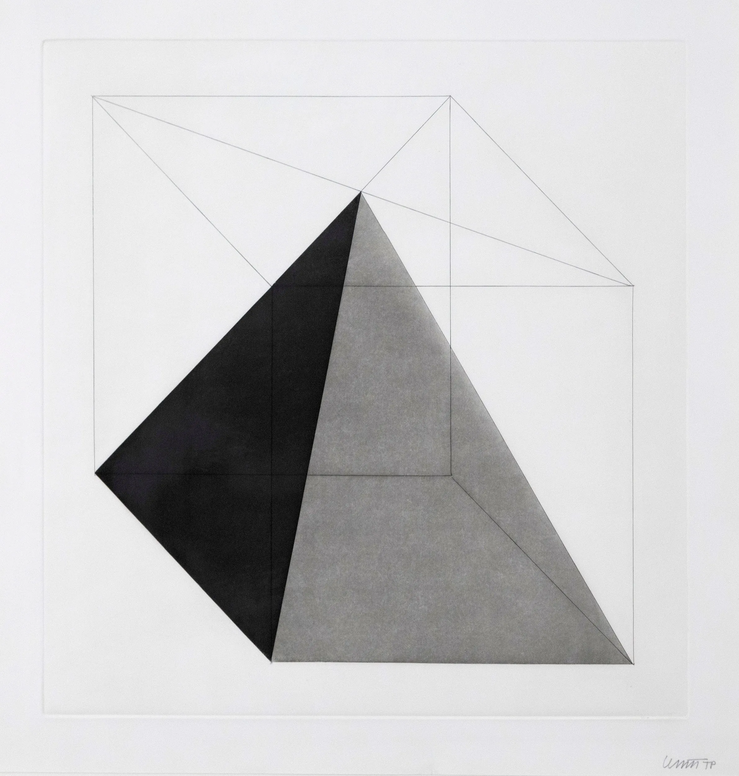 SOL LEWITT "DERIVED FROM A CUBE 9" ETCHING, 1982
