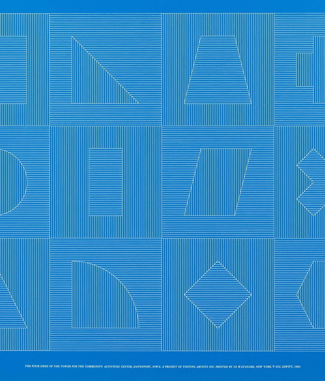 SOL LEWITT "FOUR SIDES OF THE TOWER - BLUE" SILKSCREEN, 1983