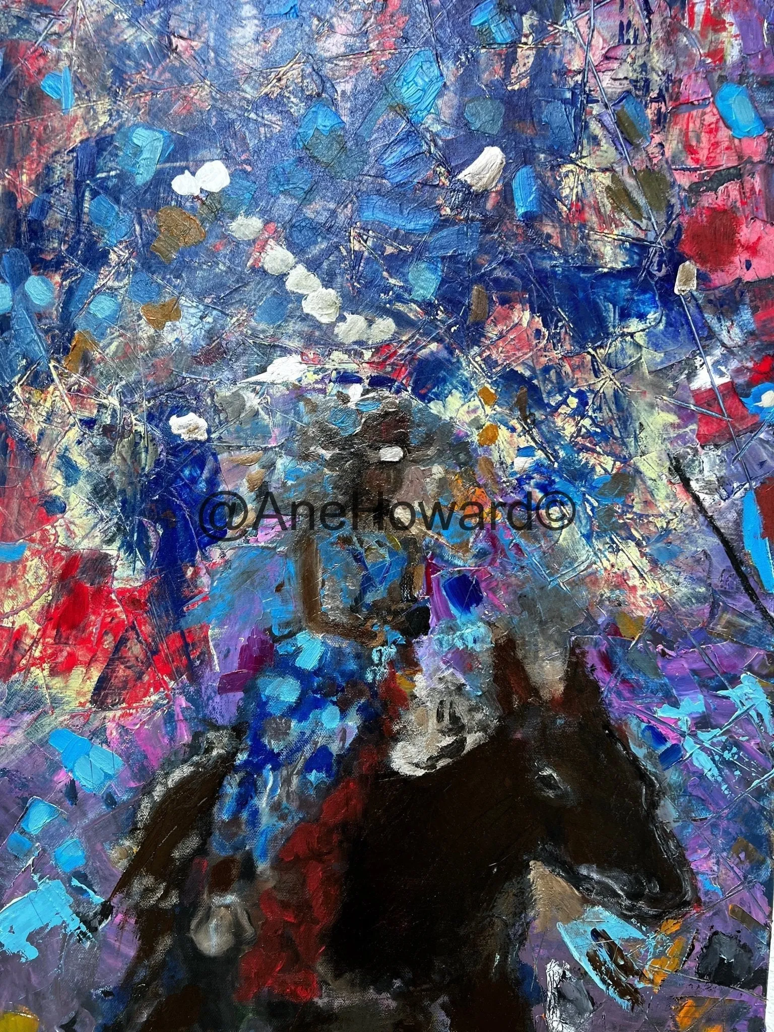 SOLD Mosaic Cowgirl Abstract Oil Painting