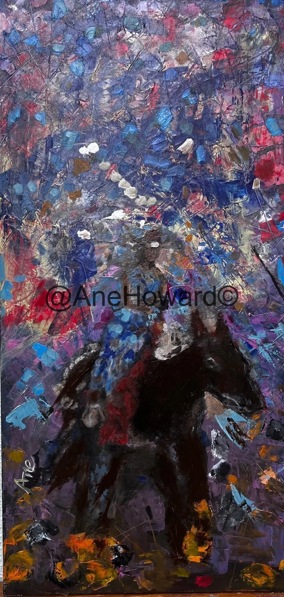 SOLD Mosaic Cowgirl Abstract Oil Painting