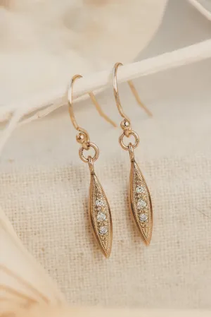Solid Gold Modern Triple Diamond Peak Drop Earrings
