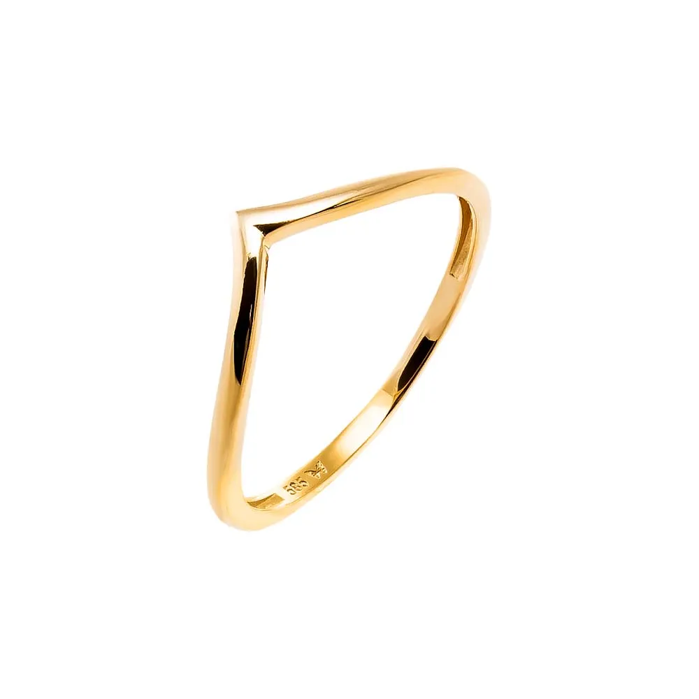Solid V Shape Ring 14K