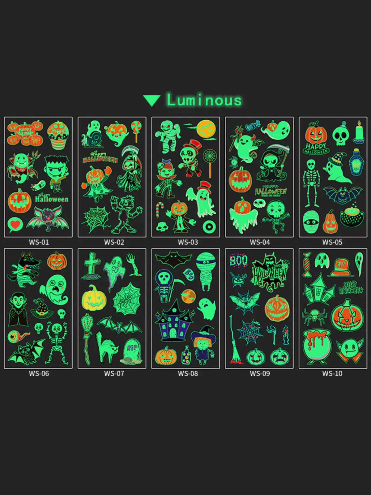 Spooky Stick-Ons Glow-In-The Dark Halloween Stickers