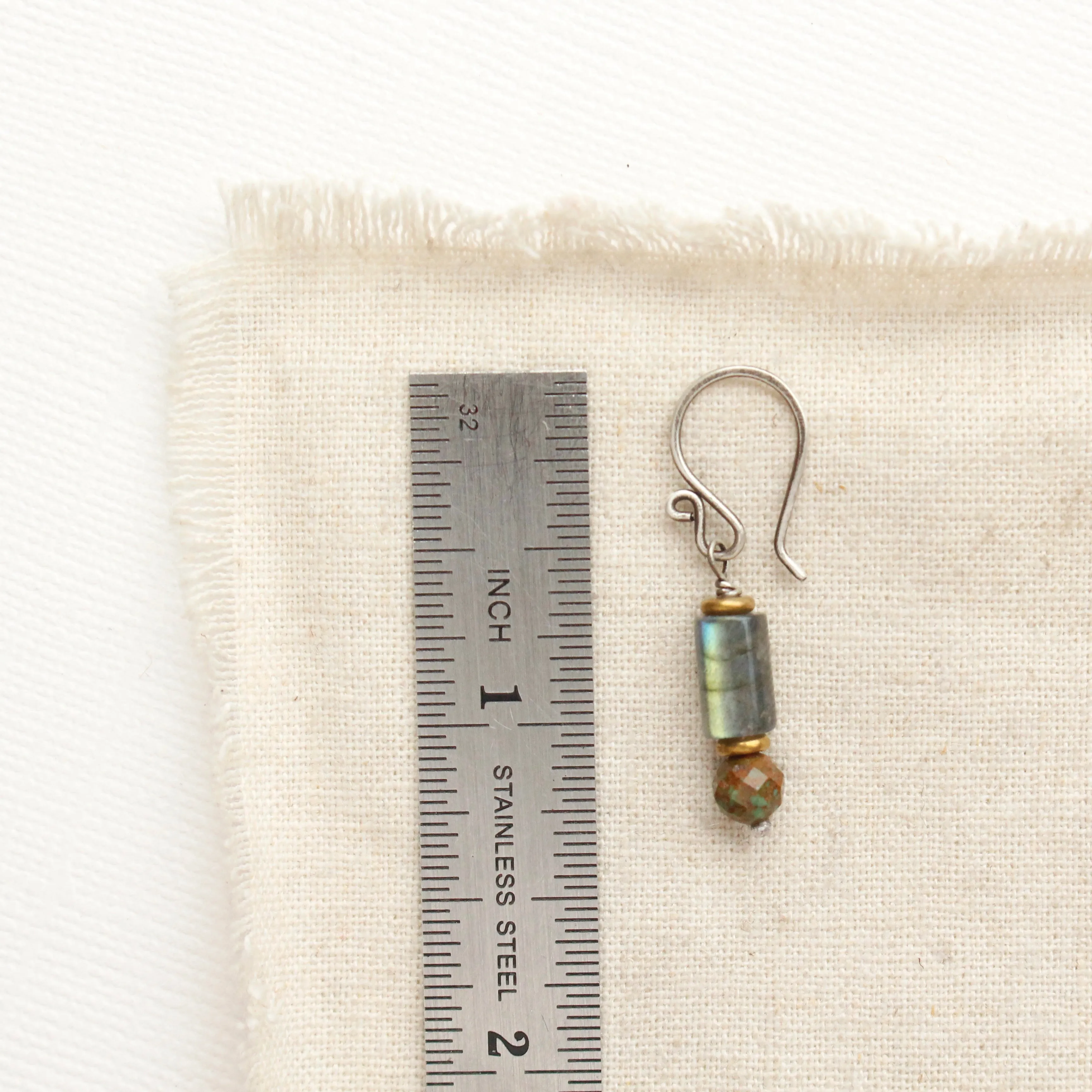 Stacked Labradorite & Turquoise Earrings