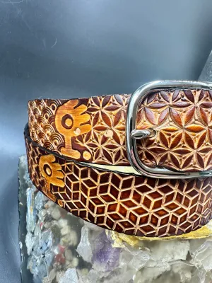 Stamped Leather Belt - Medeski Martin and Wood