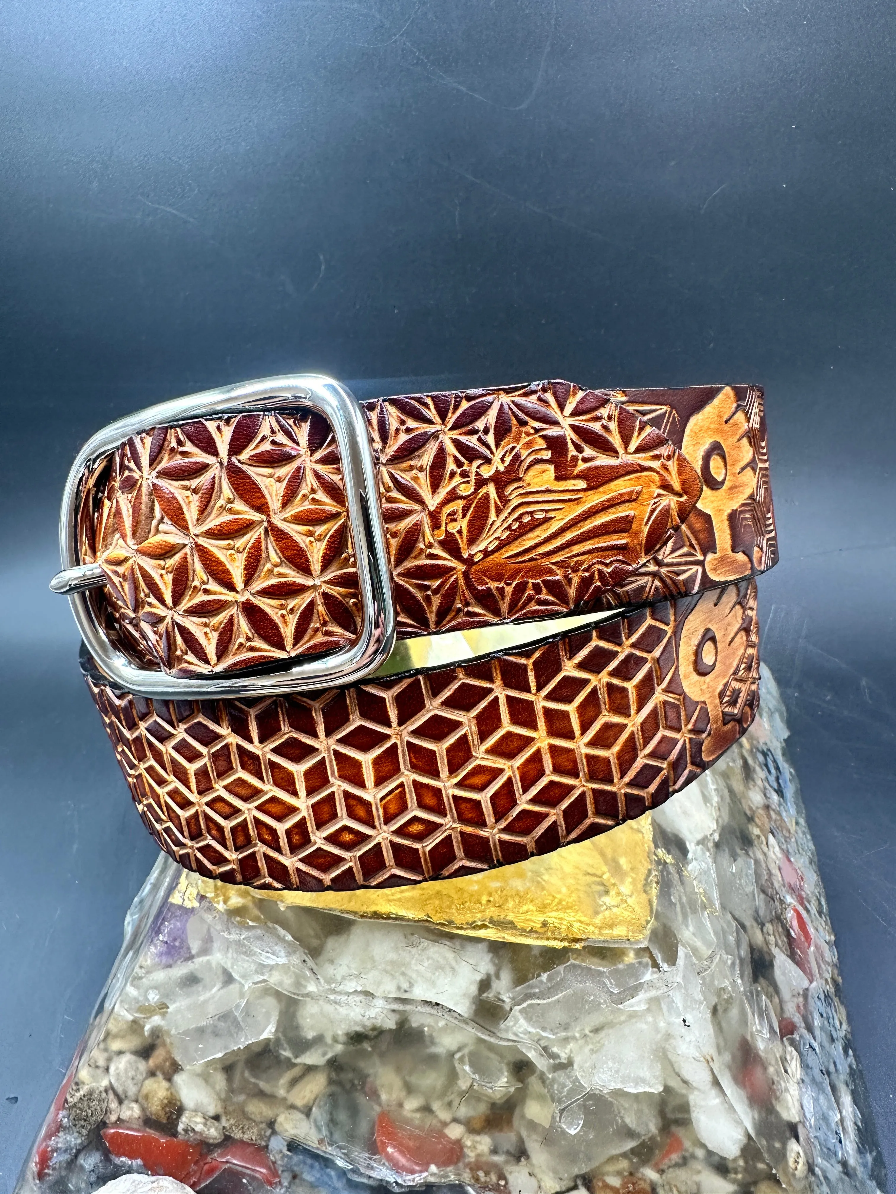 Stamped Leather Belt - Medeski Martin and Wood