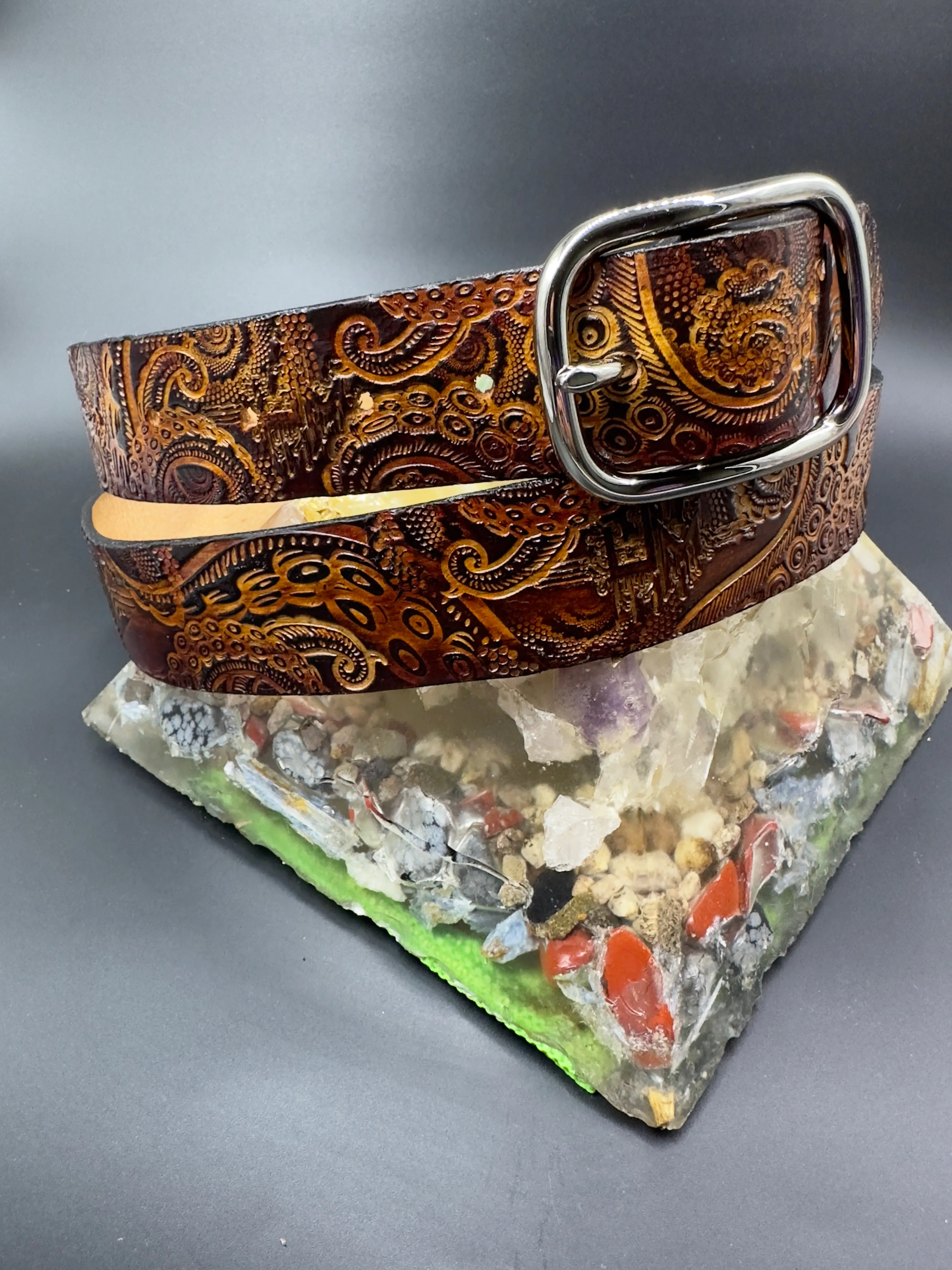 Stamped Leather Belt - Tentacles
