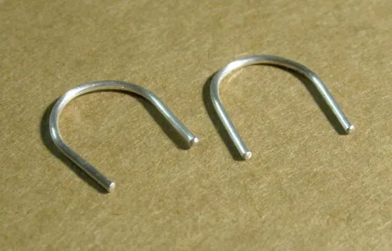Subtle and Delicate, Hand-Crafted Short Curved Wishbone Arc Earrings - 0019