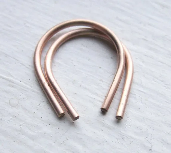 Subtle and Delicate, Hand-Crafted Short Curved Wishbone Arc Earrings - 0019