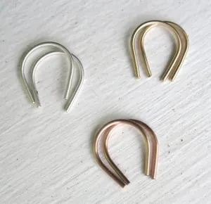 Subtle and Delicate, Hand-Crafted Short Curved Wishbone Arc Earrings - 0019