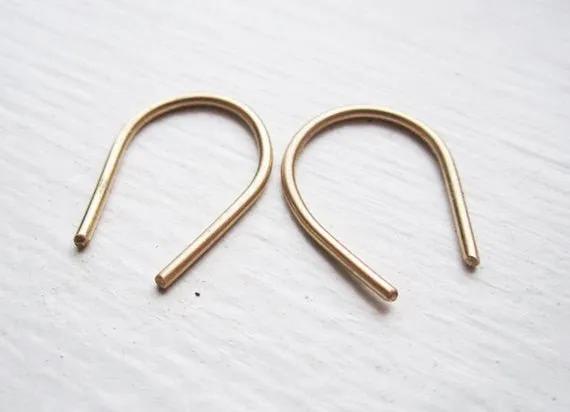 Subtle and Delicate, Hand-Crafted Short Curved Wishbone Arc Earrings - 0019
