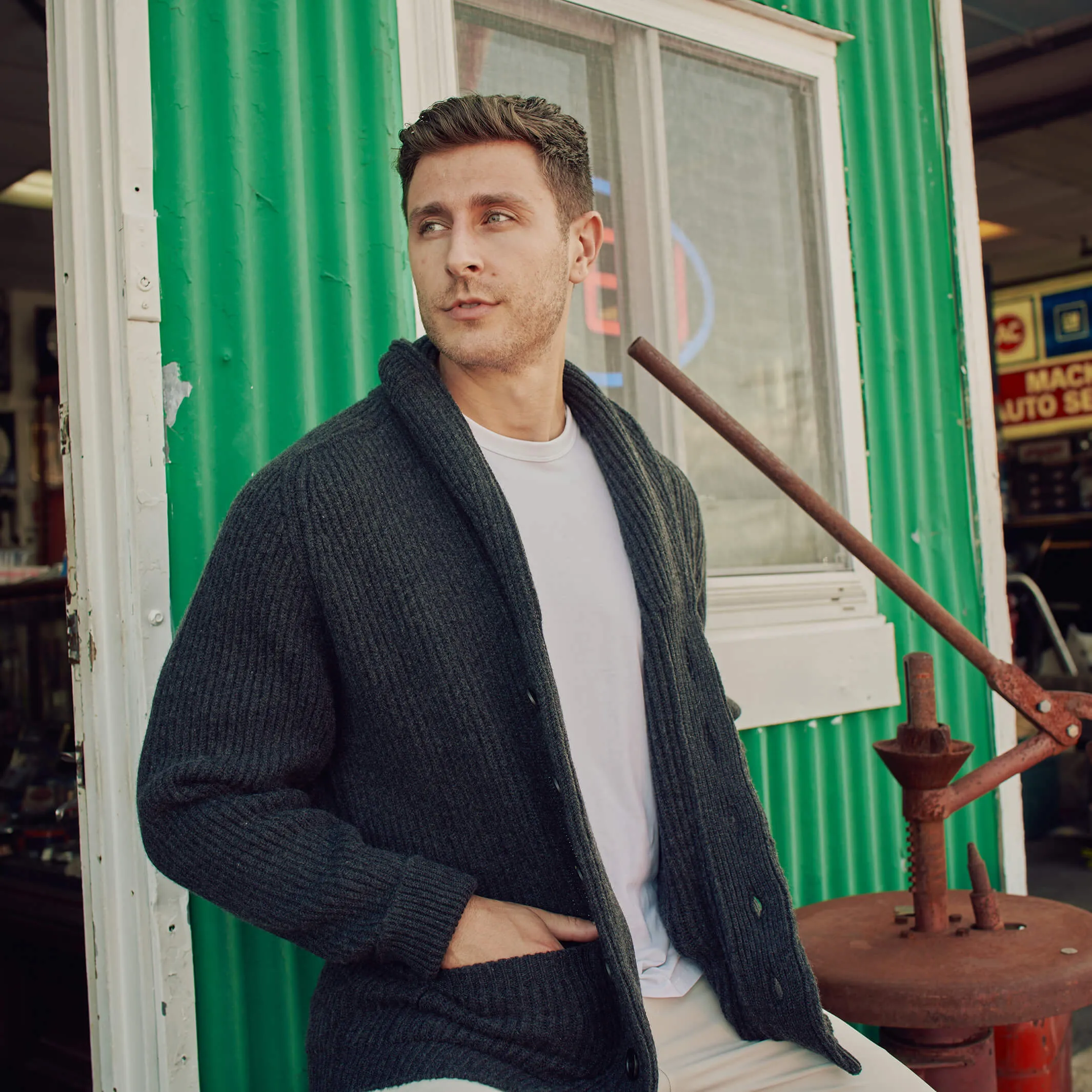 The Bruce 8-Ply Cashmere Shawl Cardigan