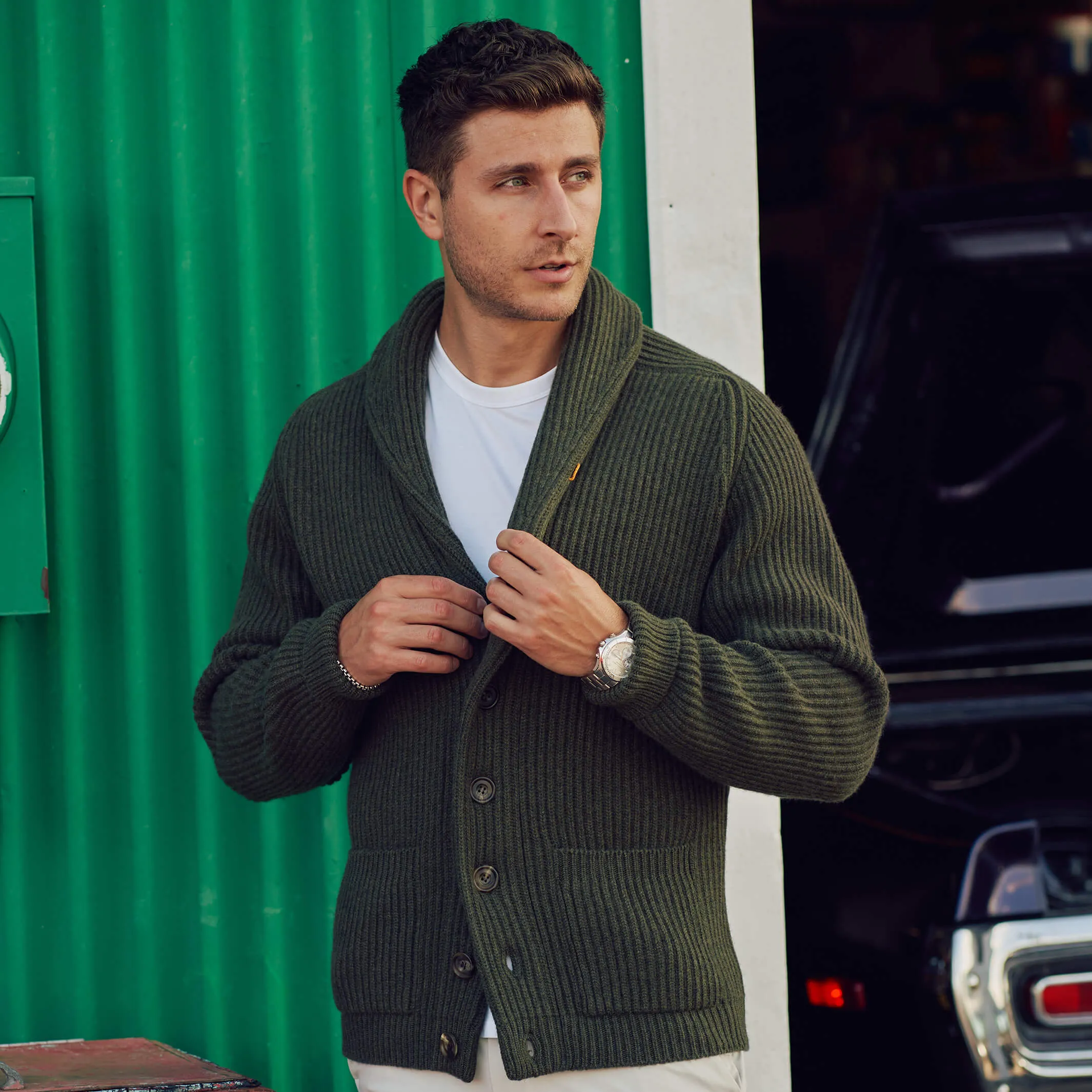The Bruce 8-Ply Cashmere Shawl Cardigan