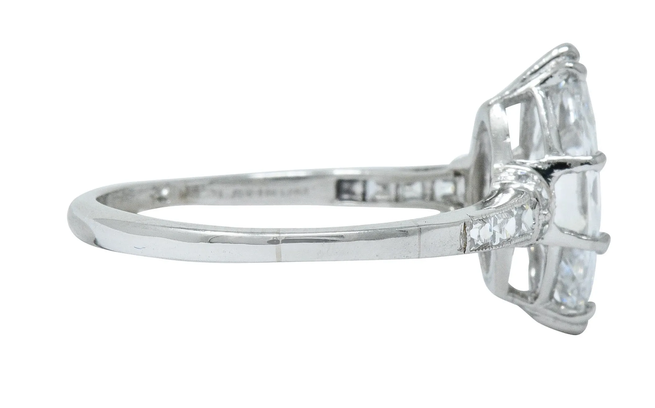Tiffany & Co. 1.69 CTW Art Deco Marquise Cut Diamond Platinum Engagement Ring GIA