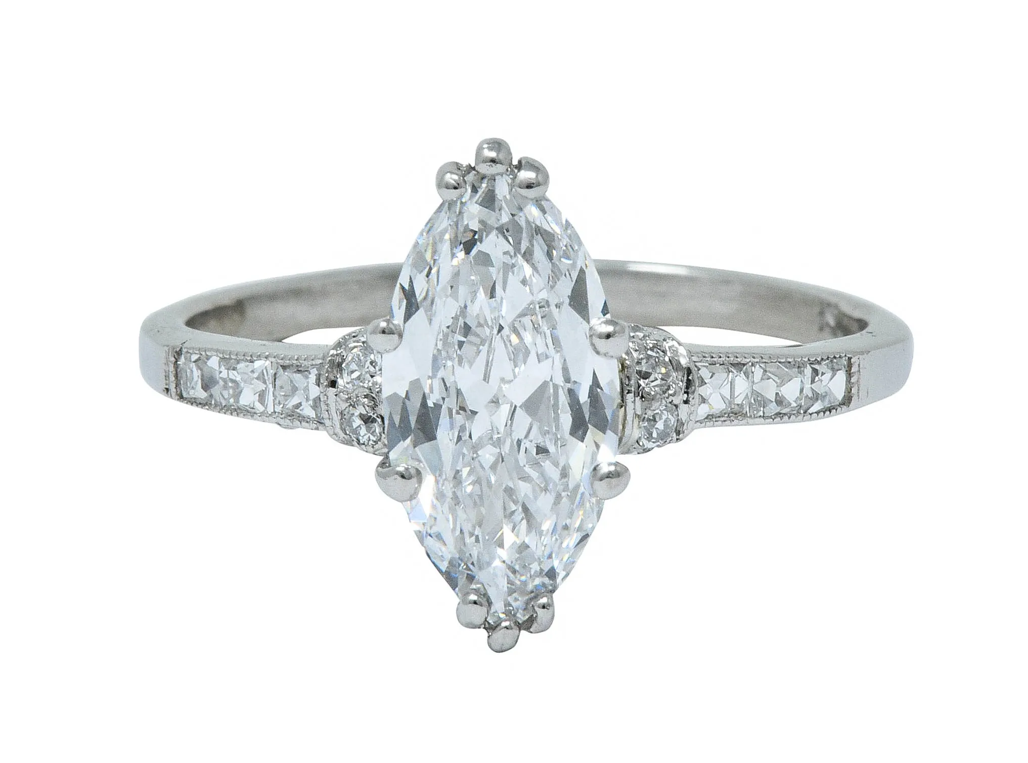 Tiffany & Co. 1.69 CTW Art Deco Marquise Cut Diamond Platinum Engagement Ring GIA