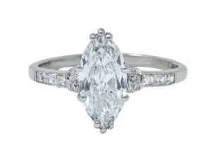 Tiffany & Co. 1.69 CTW Art Deco Marquise Cut Diamond Platinum Engagement Ring GIA