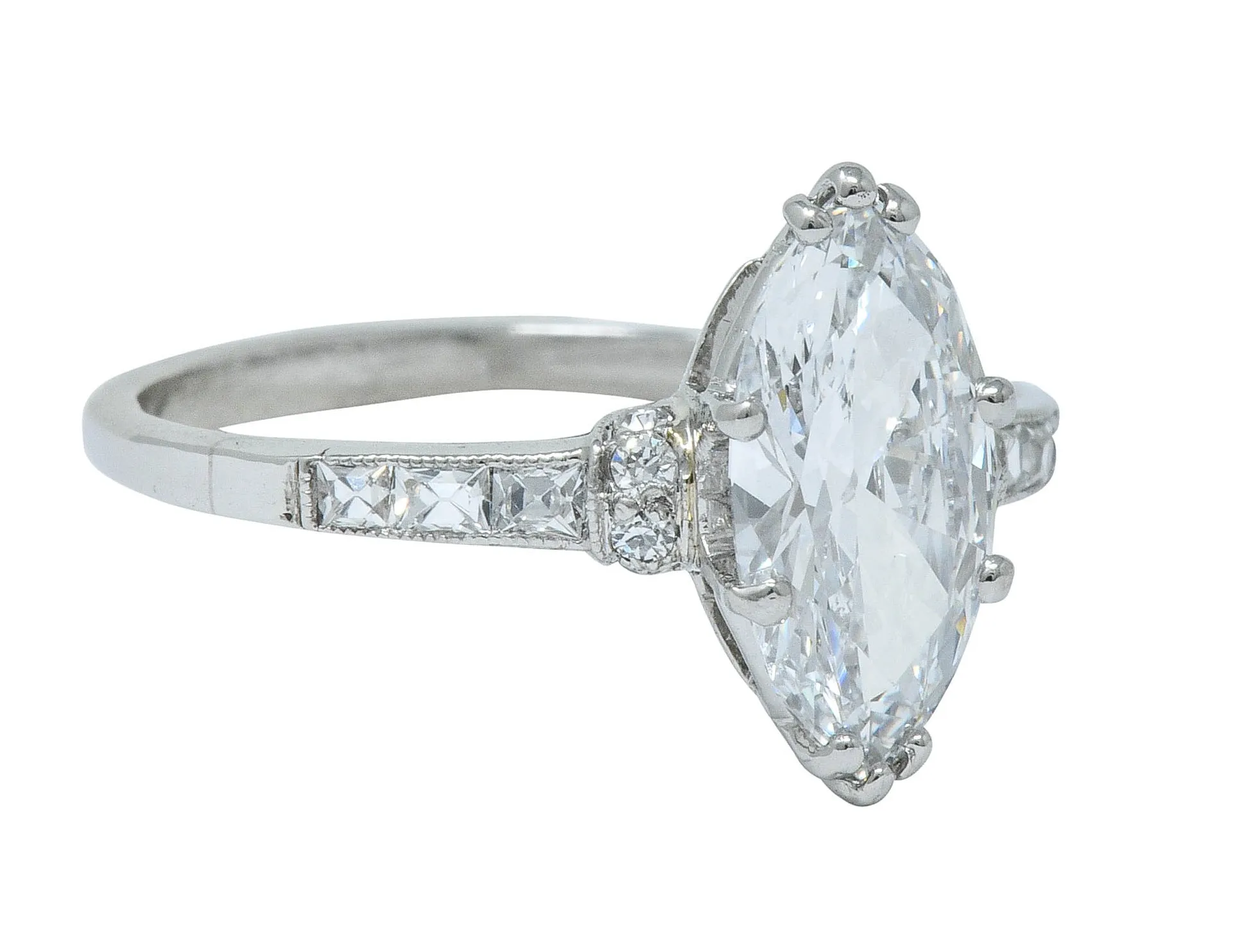 Tiffany & Co. 1.69 CTW Art Deco Marquise Cut Diamond Platinum Engagement Ring GIA