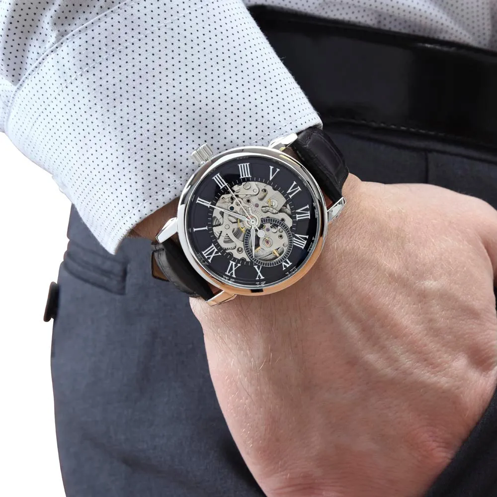 To My Soulmate | More Than Any Obstacle | Luxury Openface Men's Watch With Genuine Leather Band