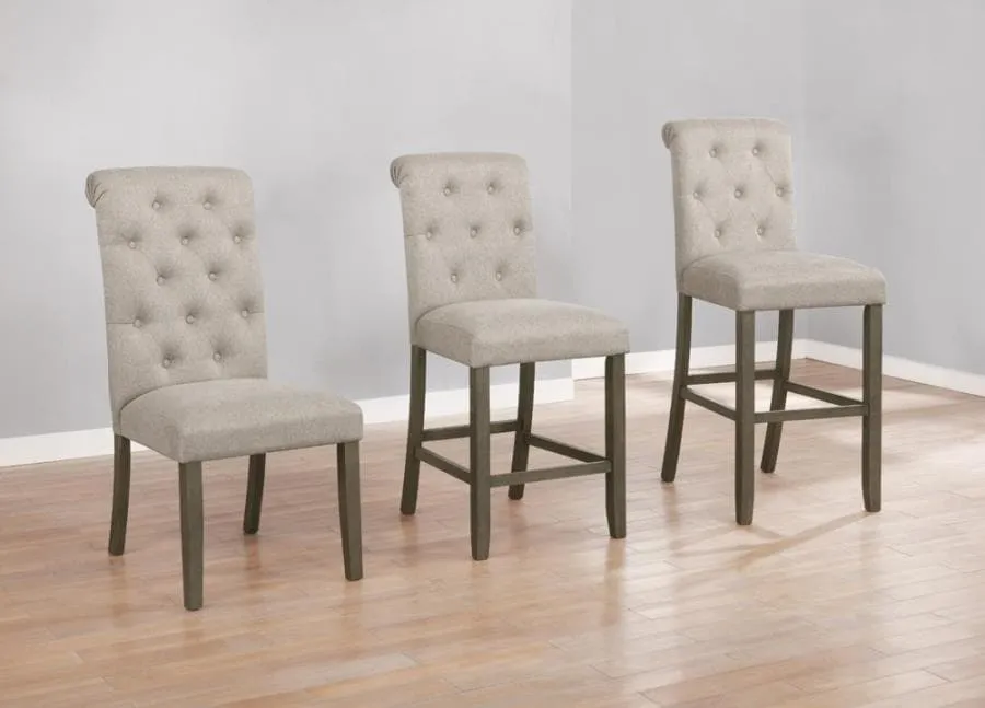 Tufted Back Counter Height Stools Beige And Rustic Brown (Set Of 2)
