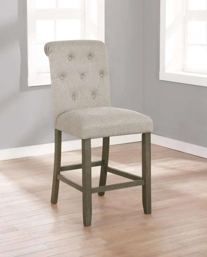Tufted Back Counter Height Stools Beige And Rustic Brown (Set Of 2)