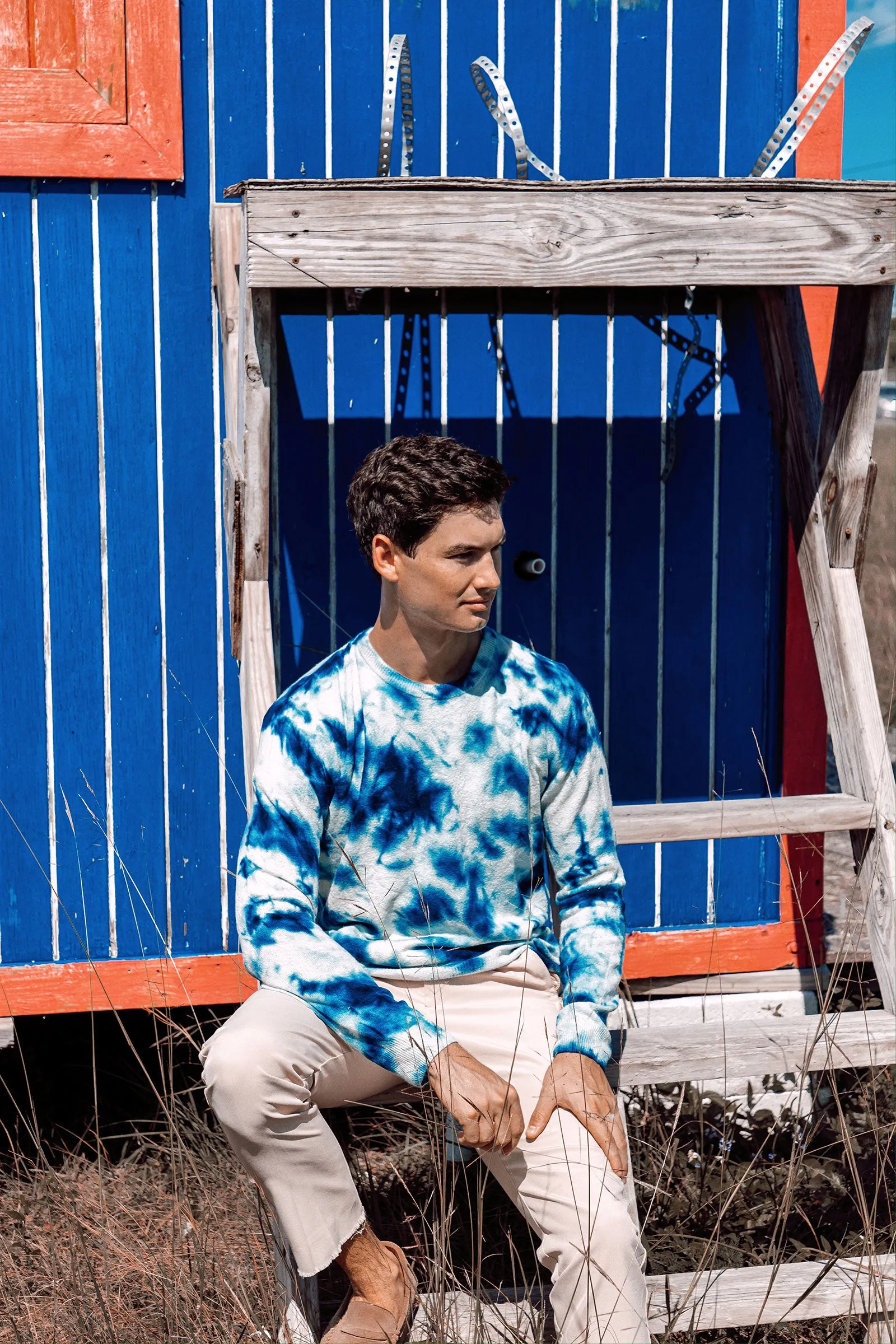 Unisex Blue Tie Dye Cashmere Jumper