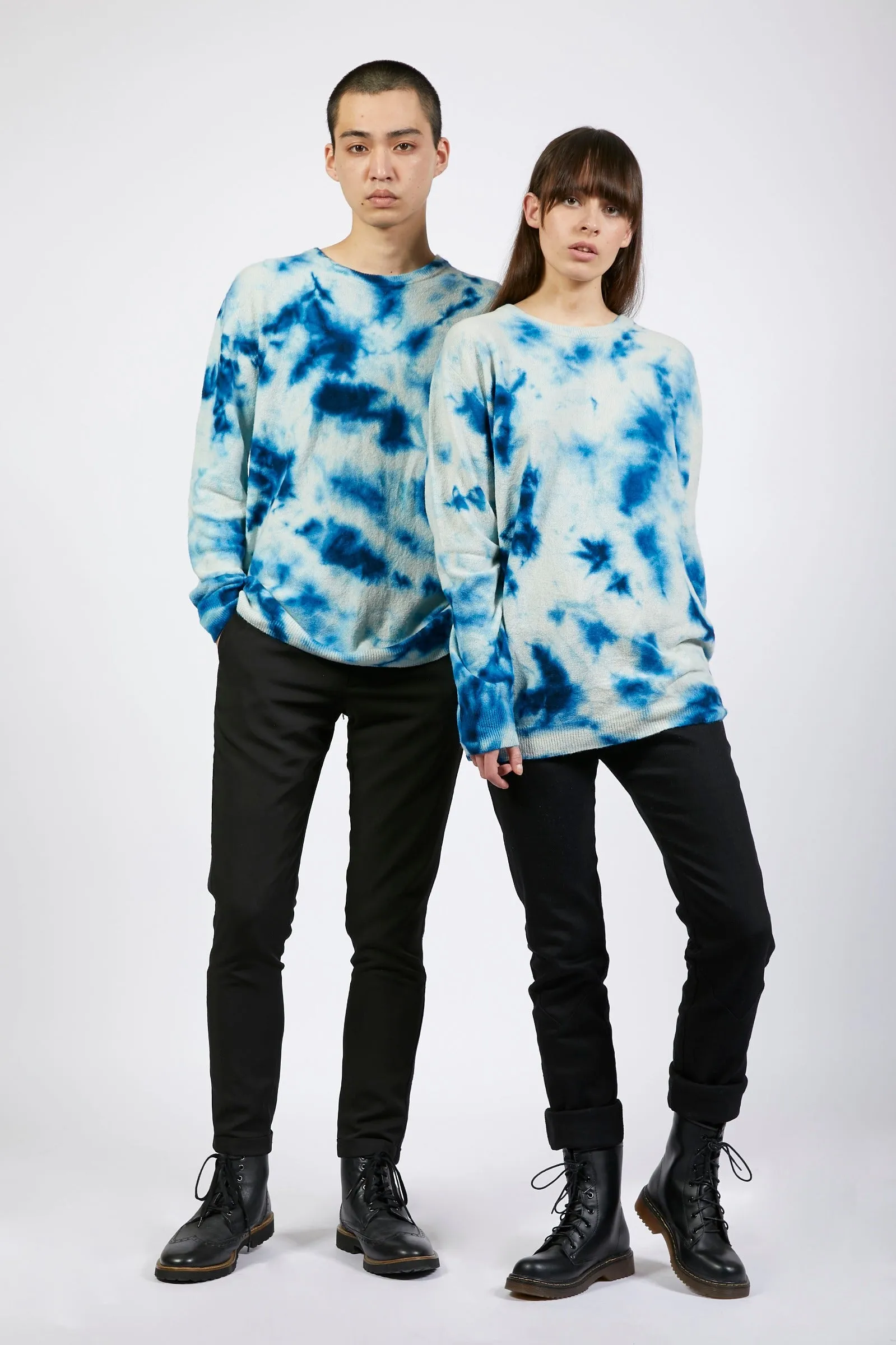 Unisex Blue Tie Dye Cashmere Jumper