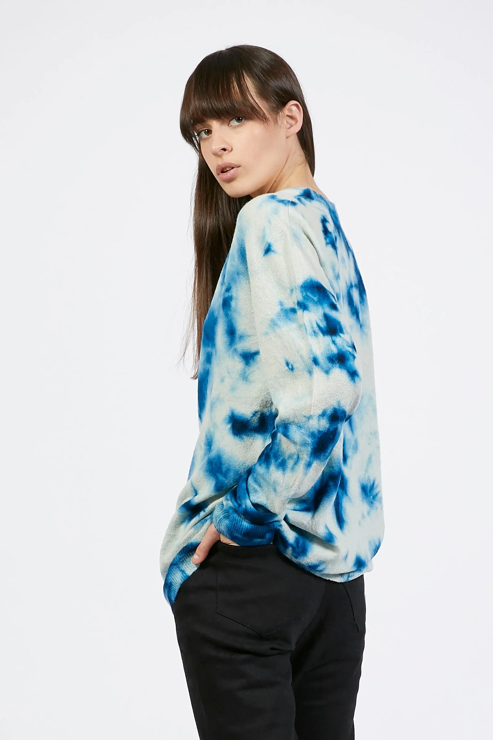 Unisex Blue Tie Dye Cashmere Jumper