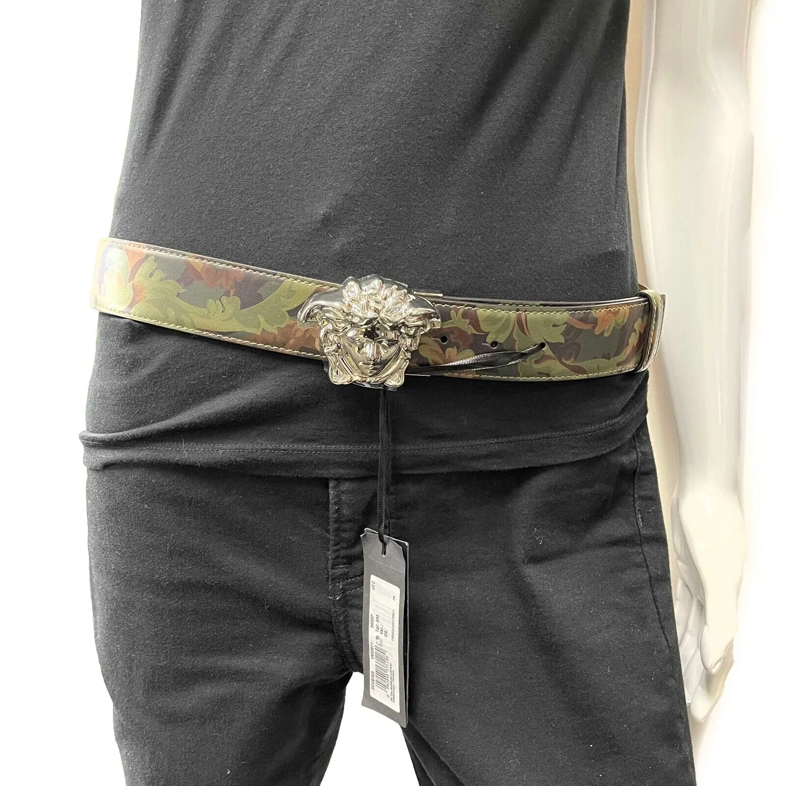Versace - La Medusa Logo Buckle Barocco Green Leather - Green - 95/38 - Belt