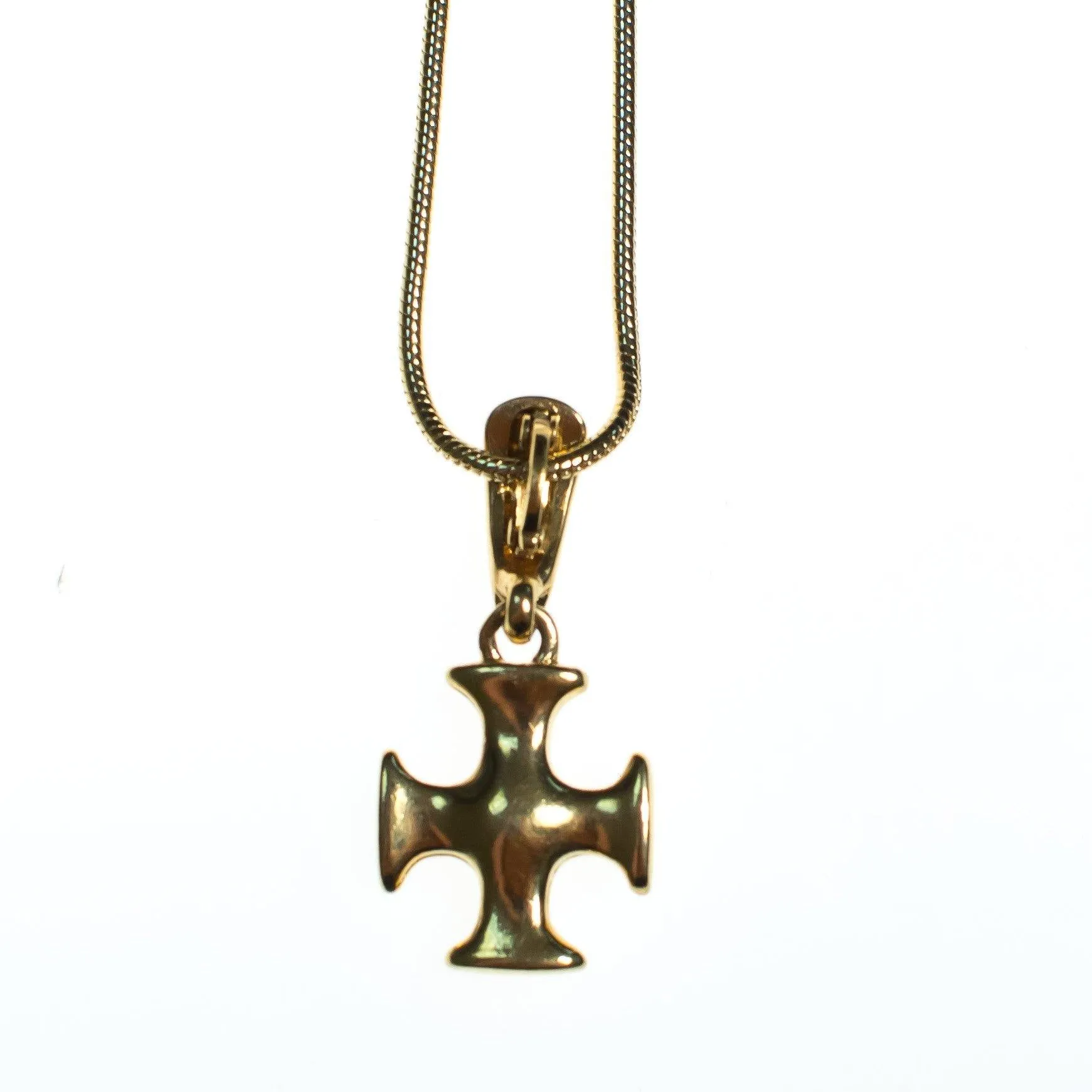 Vintage 1980s Napier Modernist Gold Cross Pendant Necklace, Pendant with Diamante Crystal, Gold Tone Rope Chain, Lobster Claw Clasp