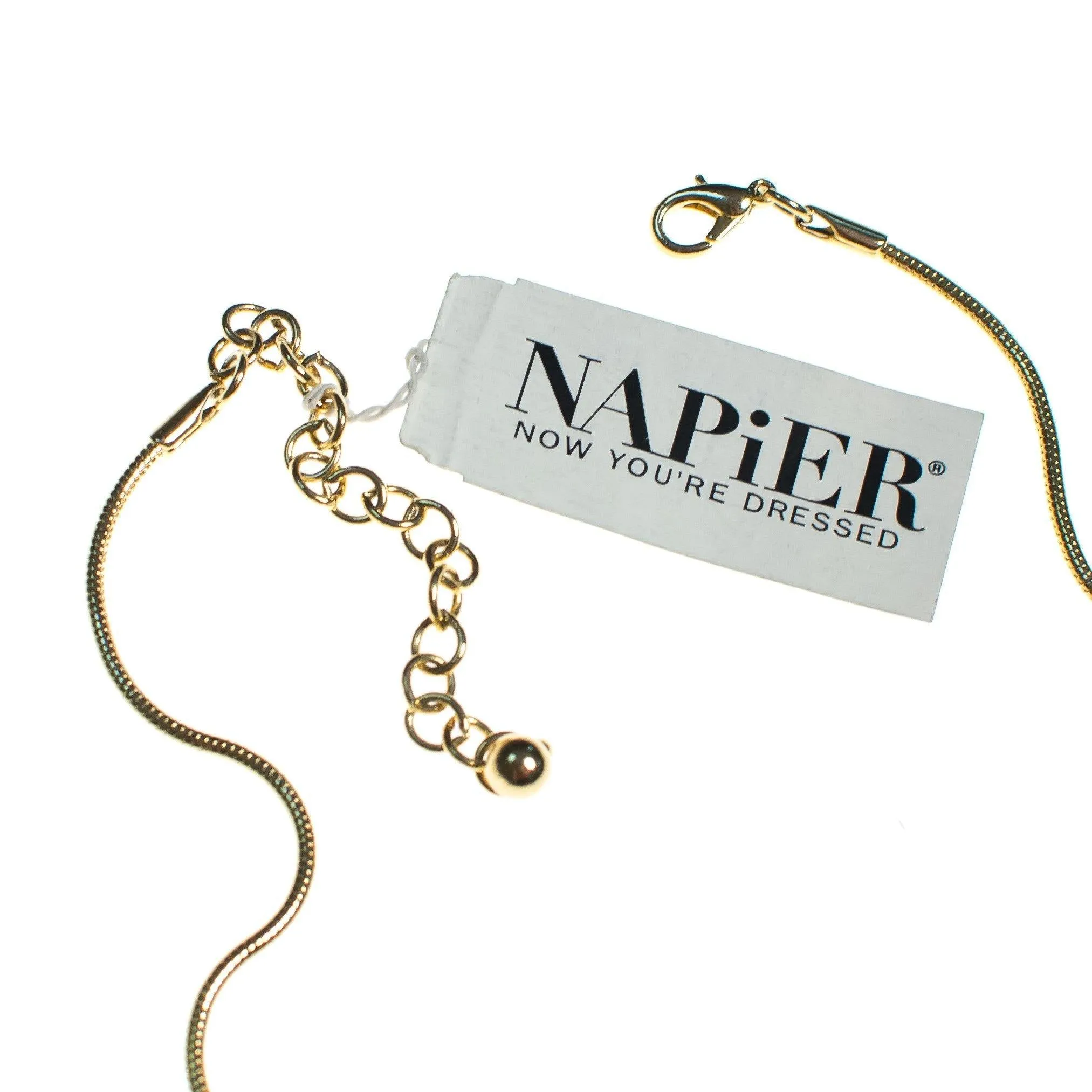 Vintage 1980s Napier Modernist Gold Cross Pendant Necklace, Pendant with Diamante Crystal, Gold Tone Rope Chain, Lobster Claw Clasp