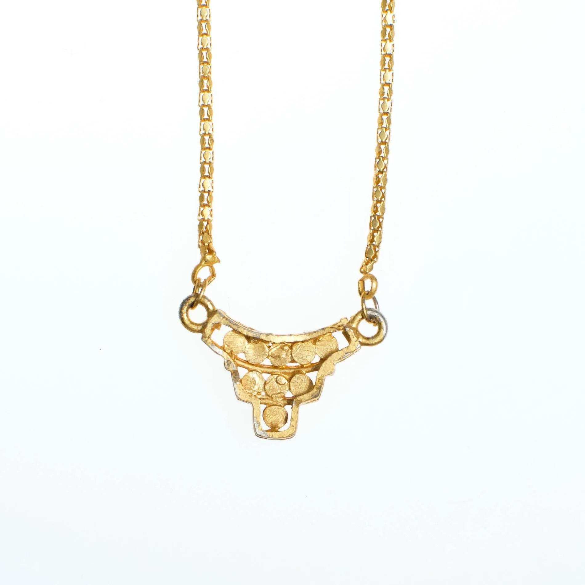 Vintage Modernist Minimalist Rhinestone Pendant Necklace