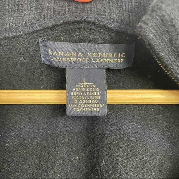 VTG Banana Republic Striped 1/4 zip made of Lamb's Wool and Cashmere Blend Sz. L