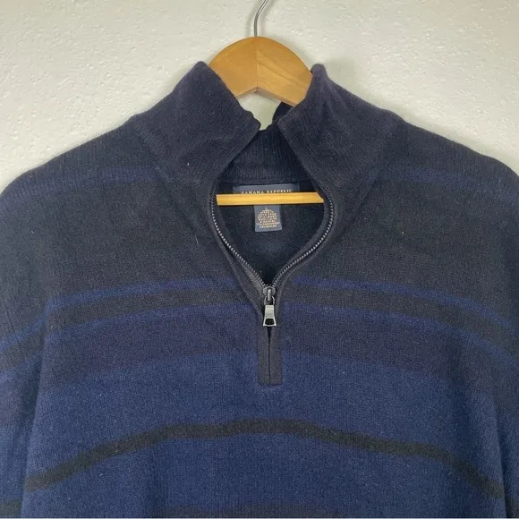 VTG Banana Republic Striped 1/4 zip made of Lamb's Wool and Cashmere Blend Sz. L