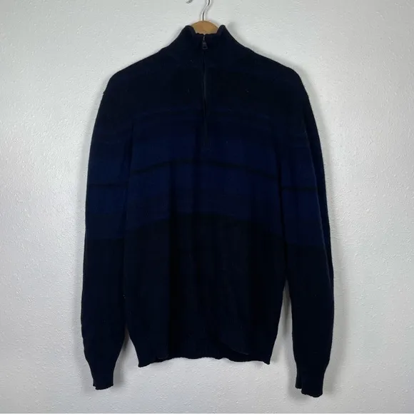 VTG Banana Republic Striped 1/4 zip made of Lamb's Wool and Cashmere Blend Sz. L