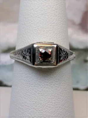 Wedding Ring, CZ or Natural Garnet, Art Deco Jewelry #D155