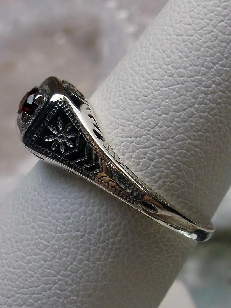 Wedding Ring, CZ or Natural Garnet, Art Deco Jewelry #D155