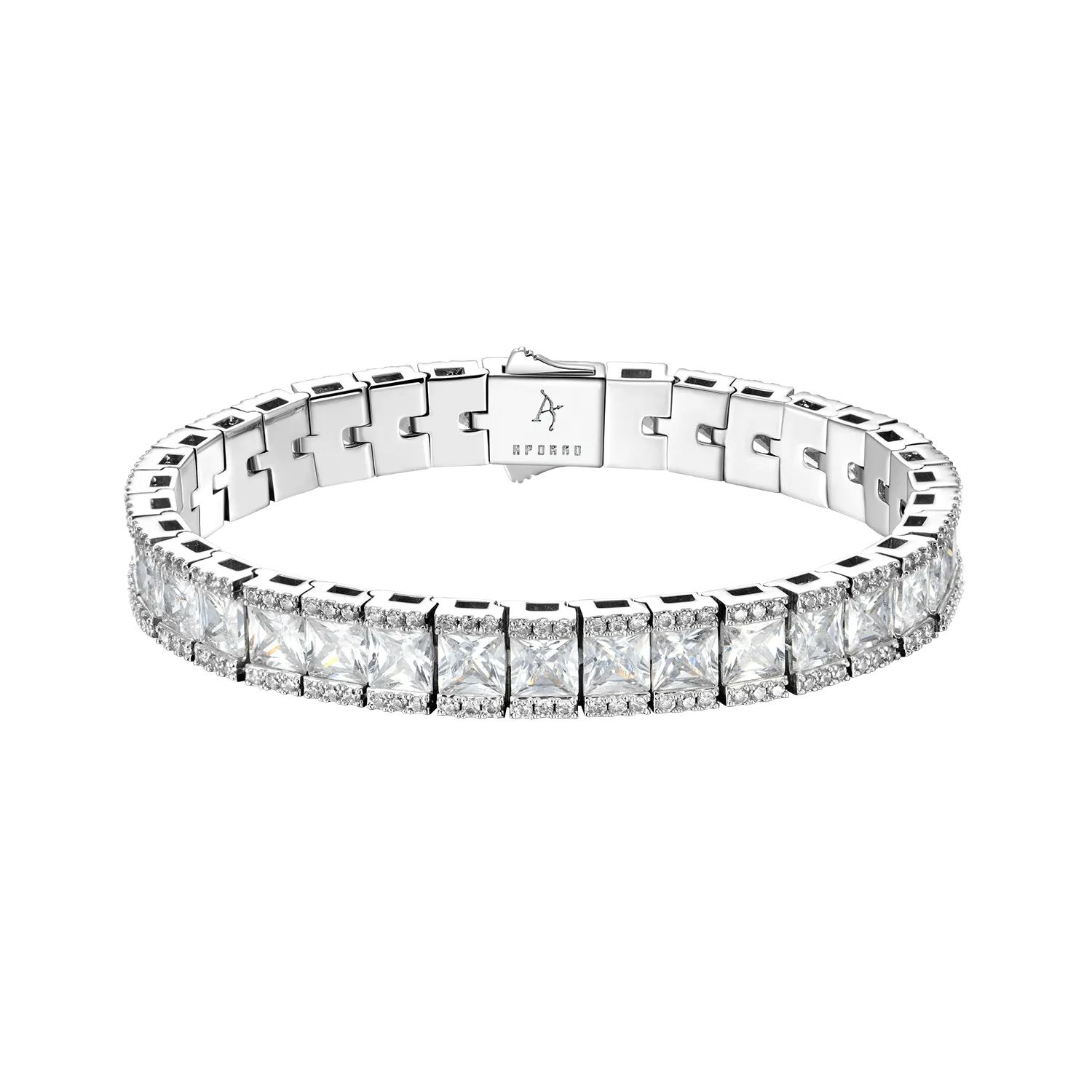White Gold Mosaic Tennis Bracelet - 8mm
