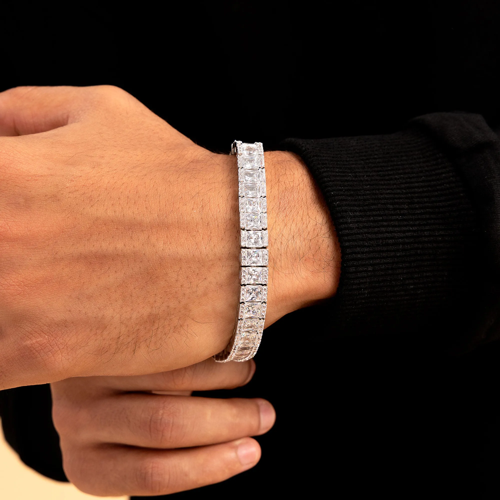 White Gold Mosaic Tennis Bracelet - 8mm