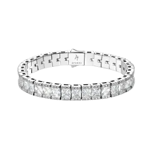 White Gold Mosaic Tennis Bracelet - 8mm