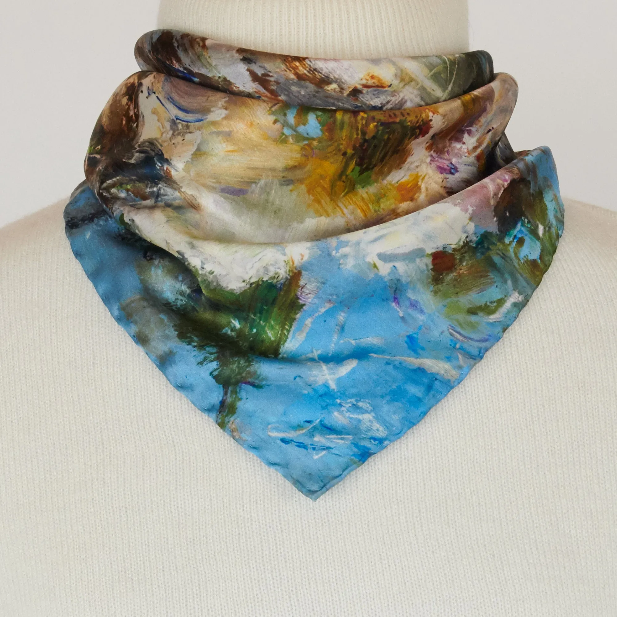 White Magnolias, 16.5-inch Square Italian Silk Scarf